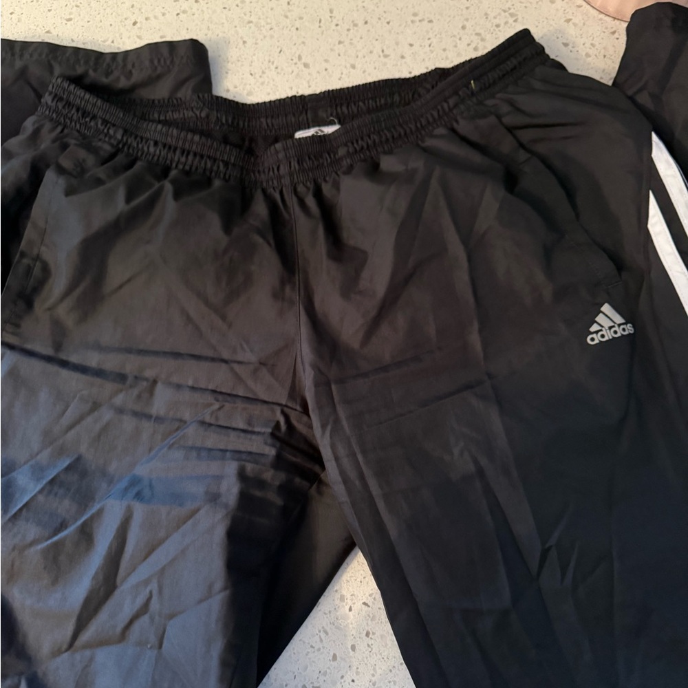 Adidas Men's Black Joggers with White Accents